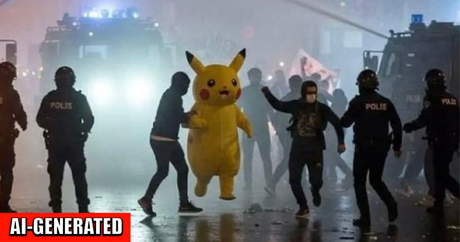 No, This Photo of Pikachu Running Away From the Police Isn’t Real